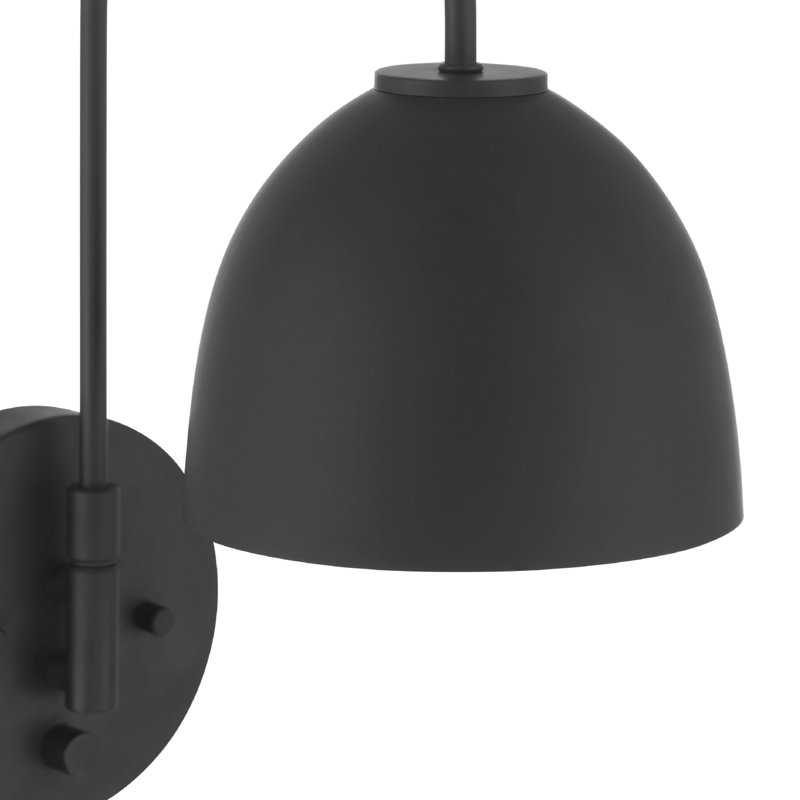 Hunter Erling 1 Light Large Matte Black Plug-In Wall Sconce Light Fixture, Matte Black