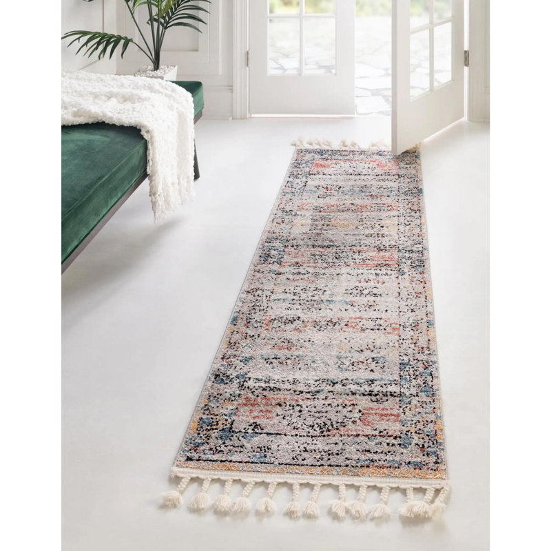 Tapis rouge / bleu / jaune Iroda, Tapis de couloir 2 pi 7 po x 10 pi