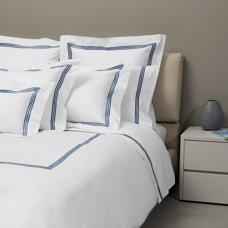 Platinum Pillow Case, White/Dark Blue, King Pillowcase