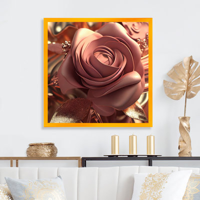 Or liquide et fleurs modernes roses V - Fleurs modernes liquides V - reproduction sur toile