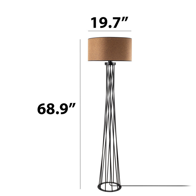 Lampe sur pied à abat-jour standard en métal, Brun