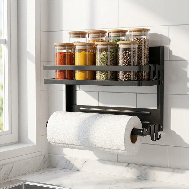 Single-Tier Foldable Wall-Mounted Refrigerator Shelf (Non-Magnetic)