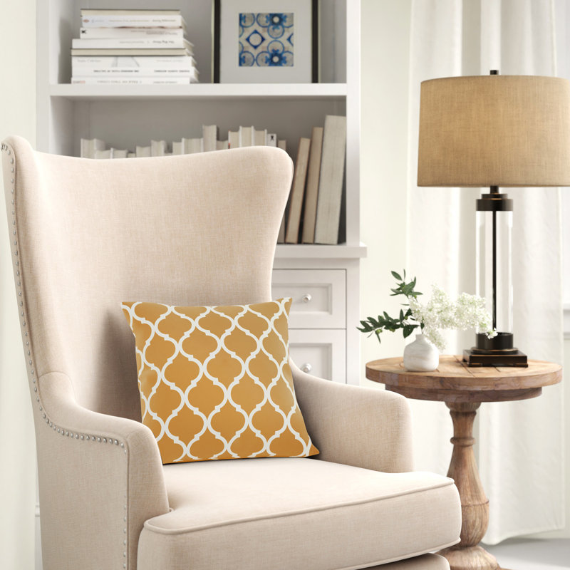 Louis Geometric Reversible Throw Pillow, 18" H x 18" W x 1" D, Yellow