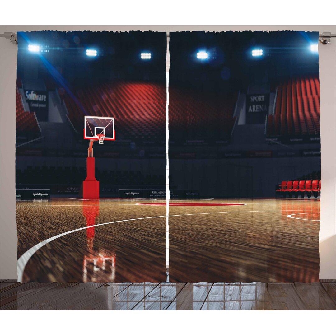 Rustikaler Vorhang, Leeren Basketball Court, Sport, Braun Schwarz und Rot