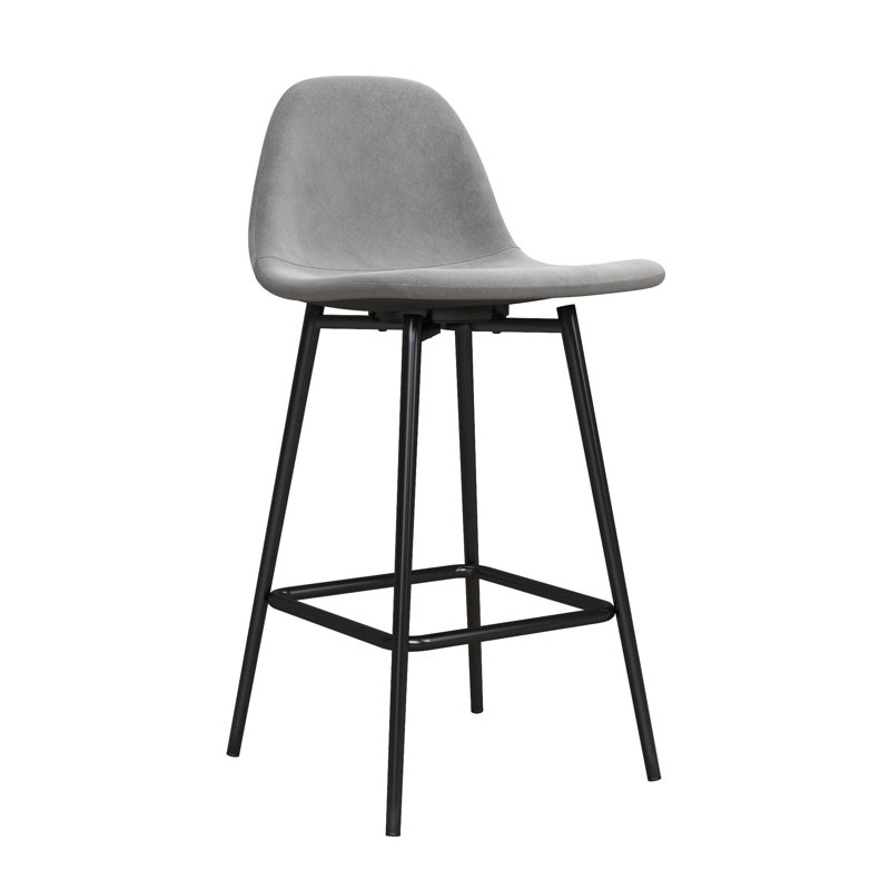 Henrine Upholstered Counter Stool with Metal Frame, Grey