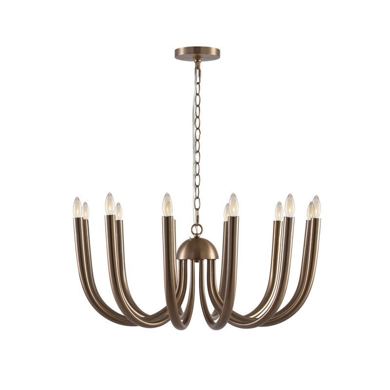 12-Light Curved Arm Chandelier with Adjustable Length