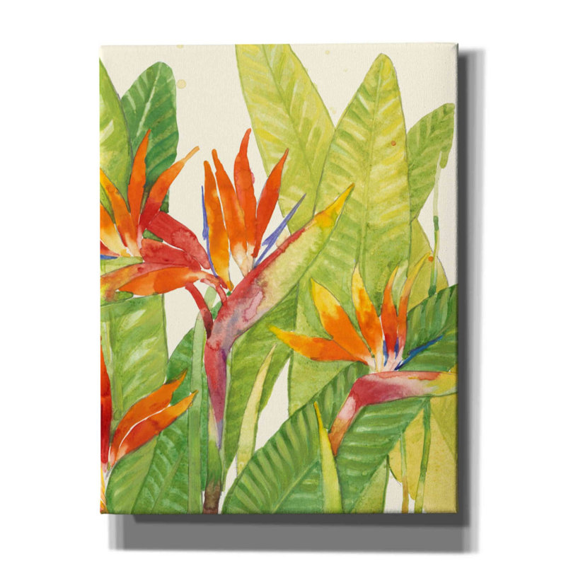 «Watercolor Tropical Flowers IV» par Tim O'toole, art mural sur toile, H 34 po x l 26 po x P 1,5 po