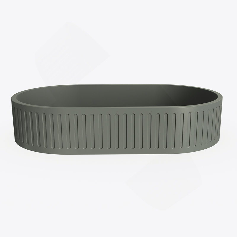 23.6'' Concrete Vessel Oval Modern Dark Green Bathroom Sink