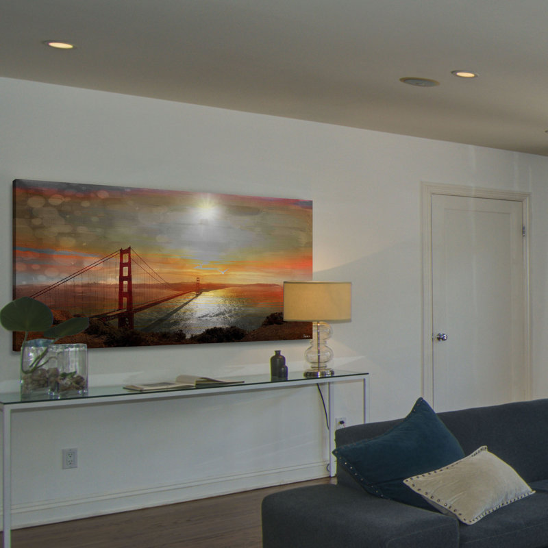 Sunset Over Golden Gate Bridge Abstract Canvas Print