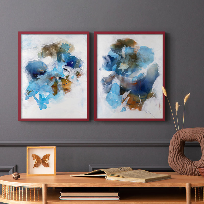 Impression encadrée «Misty Blue I-Premium» - prête à être accrochée - aucun clou requis - aucun clou requis, Rouge