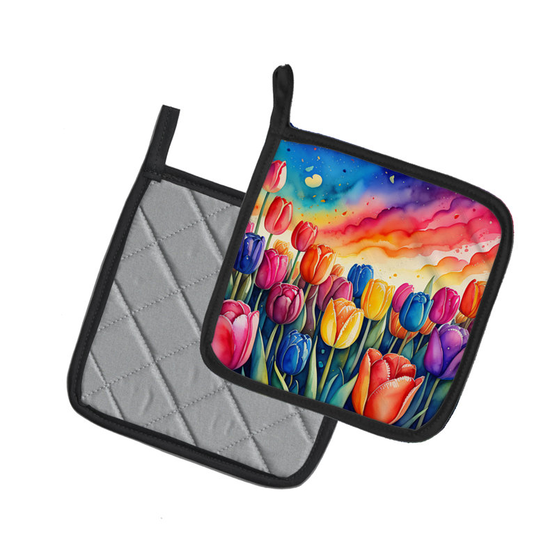 Paire de poignées tulipes colorées