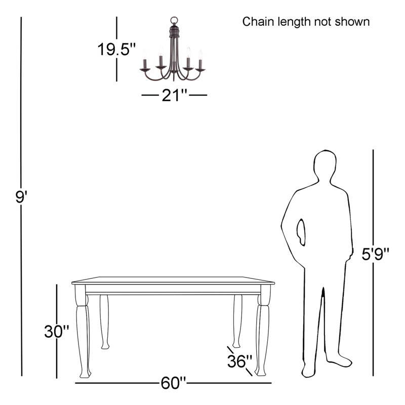 Ashunta 5 - Light Dimmable Classic / Traditional Chandelier, Oil Rubbed Bronze, 5