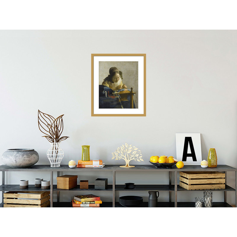 «The Lacemaker (La Dentelliere)» par Johannes Vermeer, impression giclée encadrée, H 26,91 po x l 23,5 po