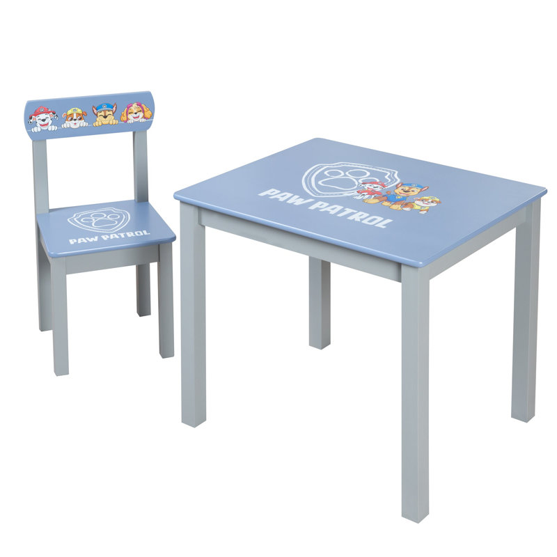 Paw Patrol Kids 2 Piece Solid Wood Rectangular Play Or Activity Table and Chair Set