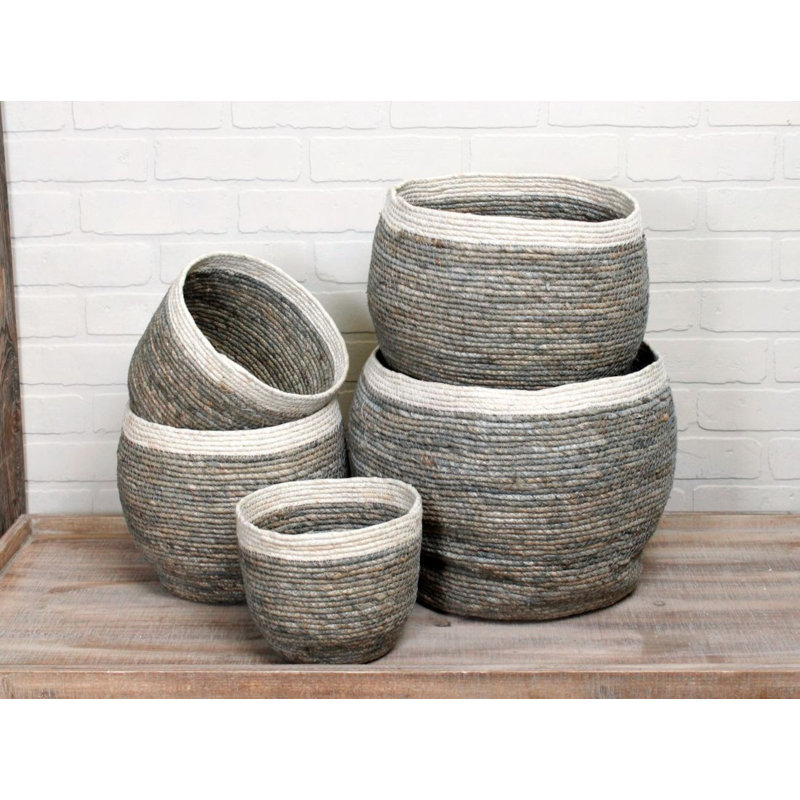 Dakota Fields Kiawah Wicker Decorative Basket, Gray