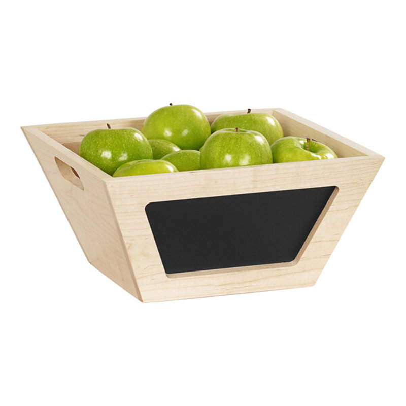 Présentoir / présentoir en bois d'érable Hynek 12 po x 12 po x 6 po avec tableau noir