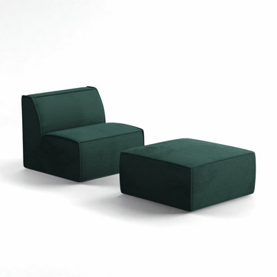 No-assembly 70.8" Corduroy Chaise Lounge With Ottoman, Multi-scene Sleeper Chair For Living Room, Bedroom & More by Ivy Bronx