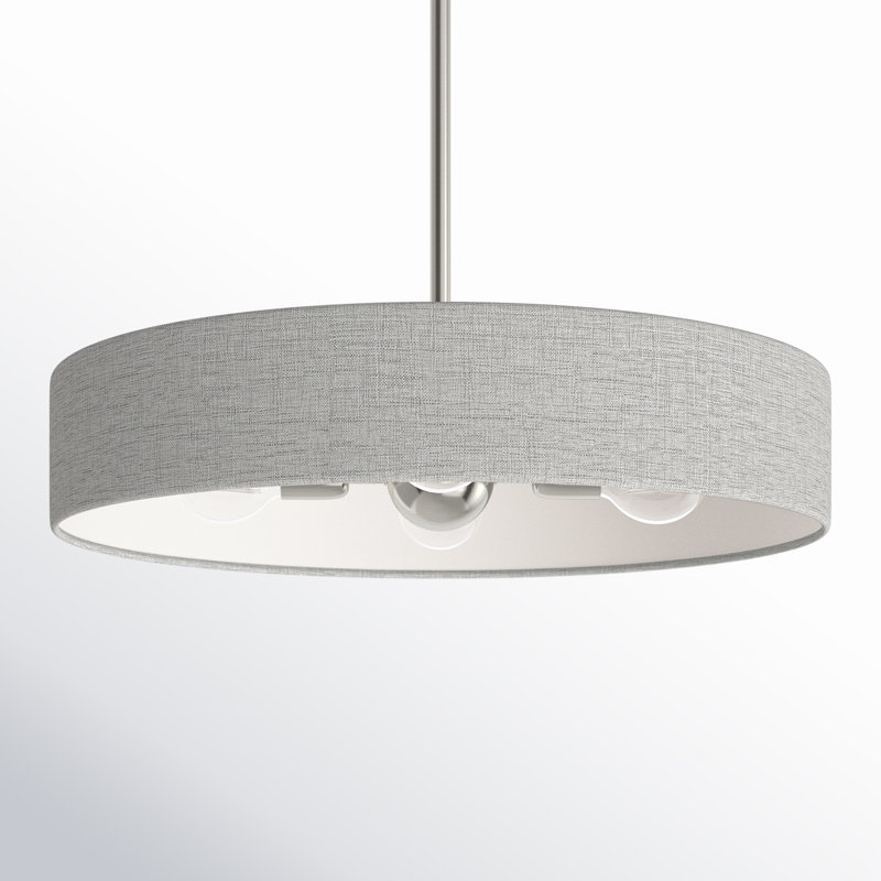 Silke 4 - Light Steel Dimmable Drum Chandelier, Brushed Nickel/Shiny White