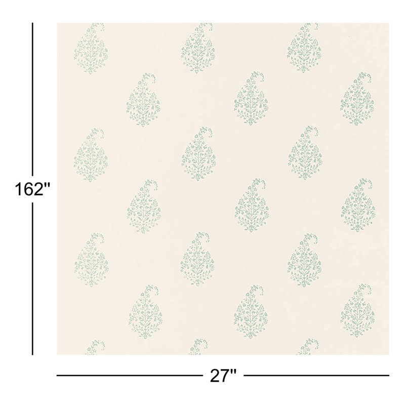 Papier peint motif cachemire Kerala, Bleu mer