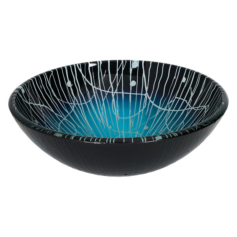 17 Stories 420mm L x 420mm W Satin Tempered Glass Circular Sink