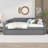 Full Size Two-Person Upholstered Platform Daybed With Adjustable Pull-Out Trundle and USB Charging Solid Pine Cool Gray