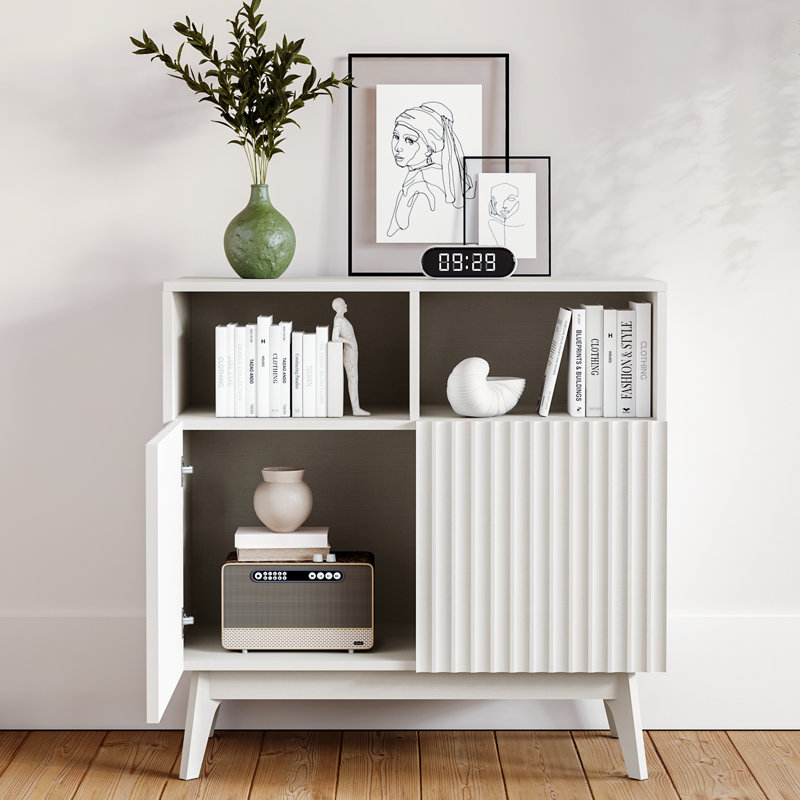 Modern Rectangular 80cm 2-Door Sideboard with Storage, White