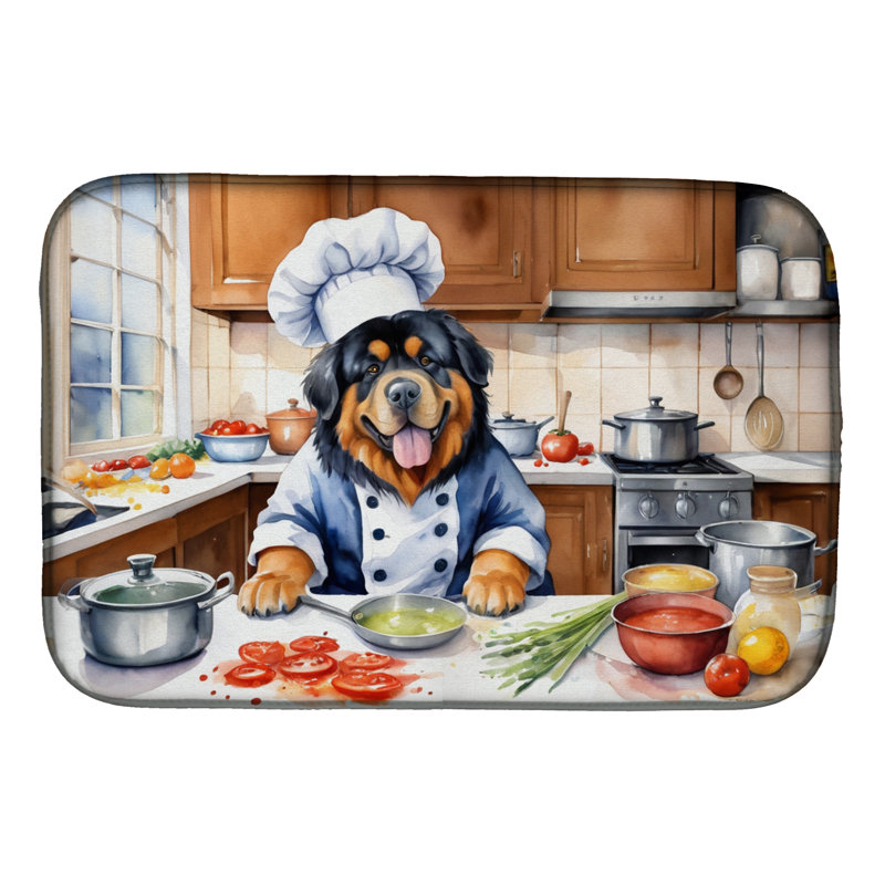 Tibetan Mastiff The Chef Dish Drying Mat