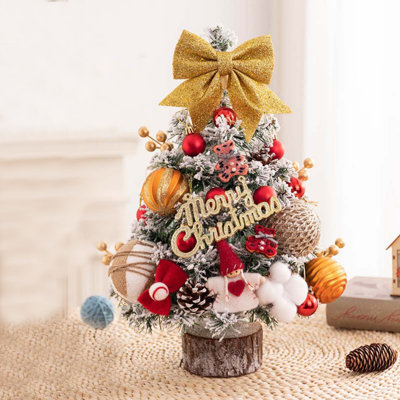 2Pcs Flocked Christmas Tree Artificial Christmas Tree Christmas Tree 45cm Snow Flocked With Led String Lights Ornaments For Holiday For Small Tabletop Artificial