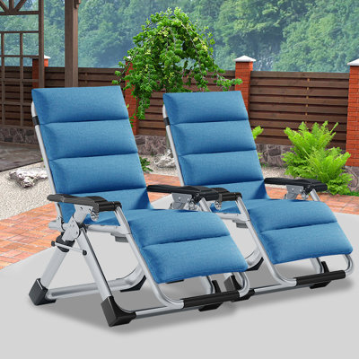Ensemble de 2 chaises portatives inclinables, pliables et zéro gravité avec coussins