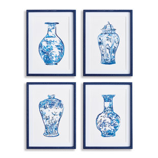 Wren Hill Ornamental Urns In Blue 4 Pieces