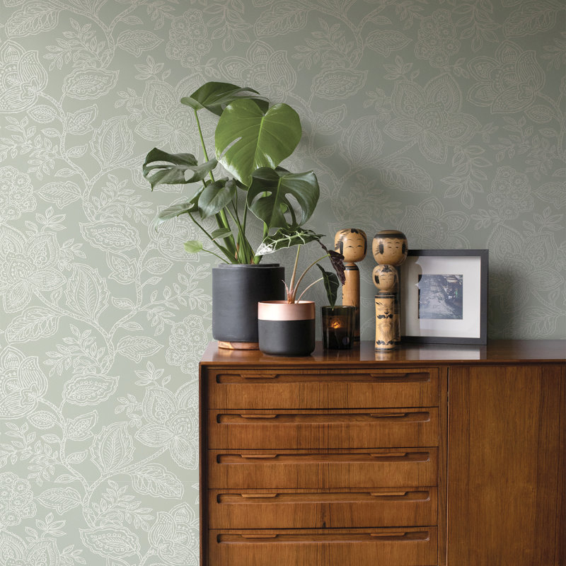 Rouleau de papier peint Larkin L 33 pi x l 20,5 po Larkin, Sauge