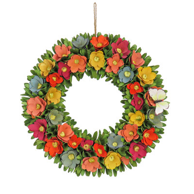 20" Spring Floral Wreath with Butterfly