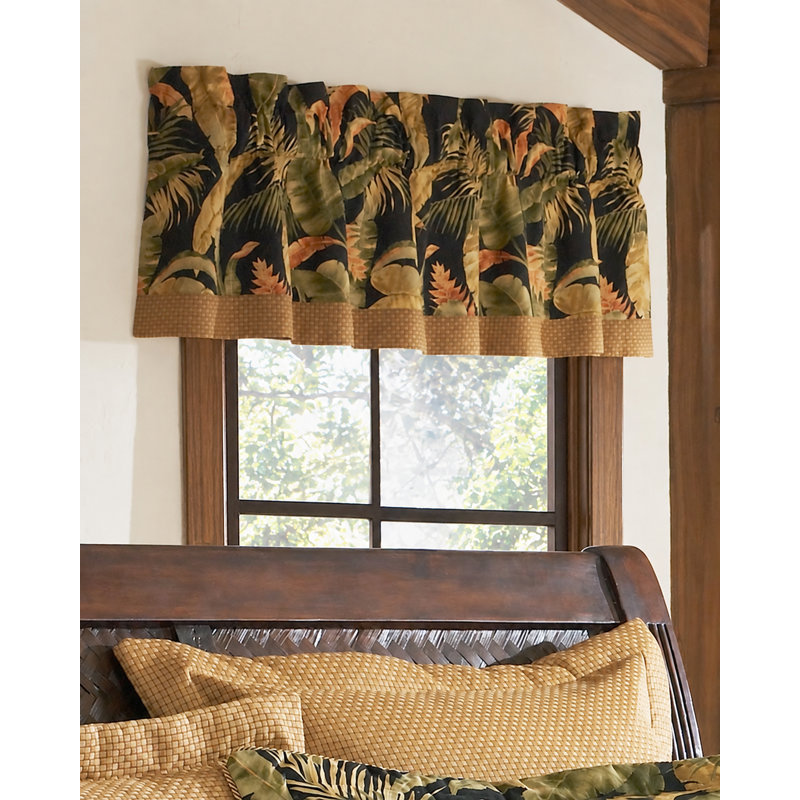 Cantonnière à motif floral en coton tropical noir La Selva