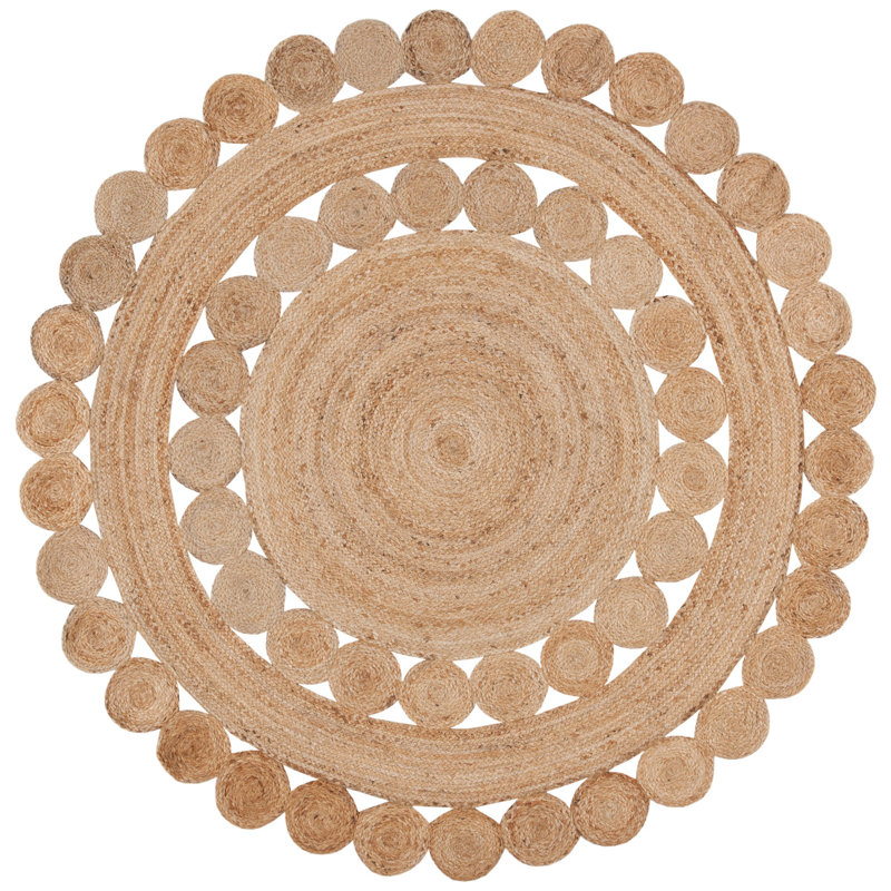 Casella Natural Fiber Flat Weave Jute Solid Color Rug, Round 11'
