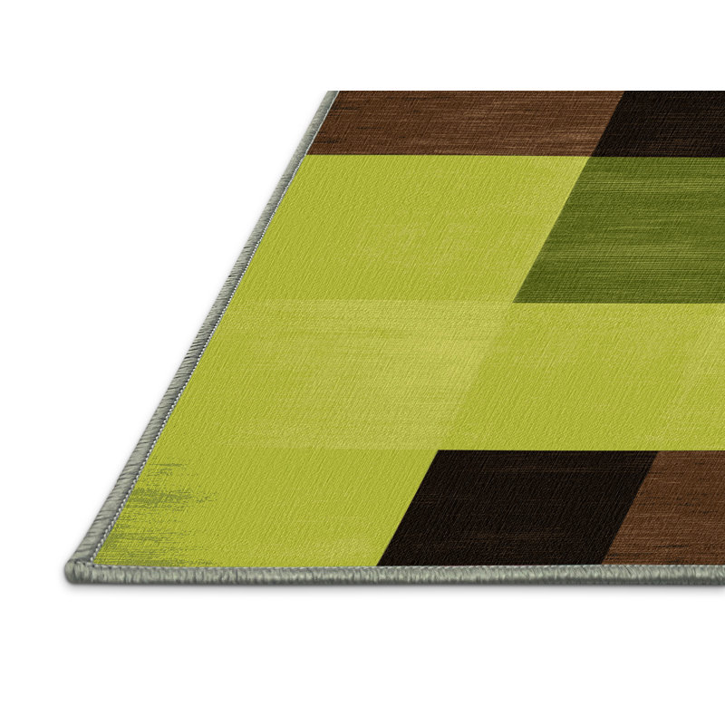 Tapis vert à carreaux lavable à la machine, Tapis de couloir 2 pi x 5 pi