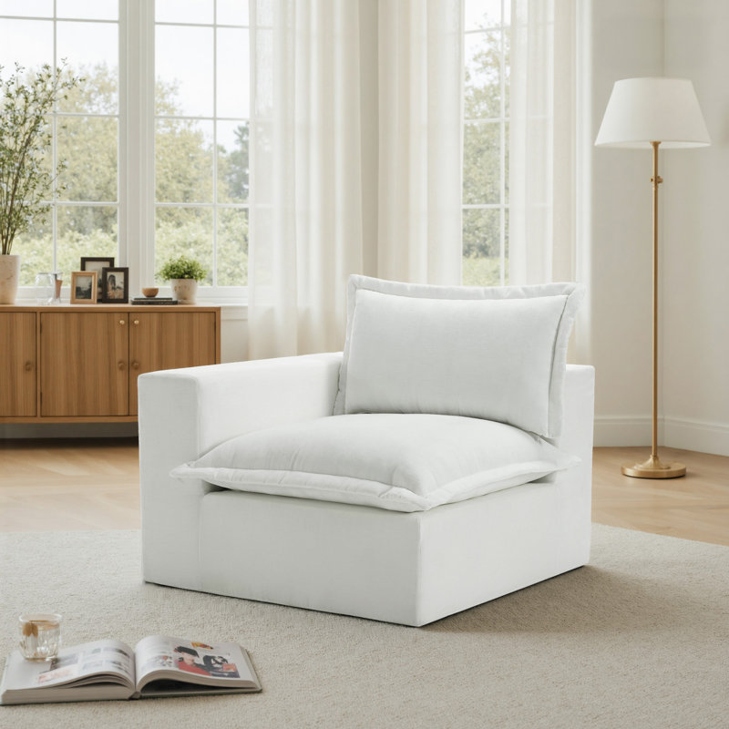 Upholstered Armchair, White 
