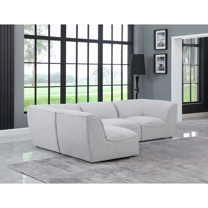 Canapé modulaire faisant face à la gauche de 109 po de largeur Artidiello, Tissu gris texturé en lin