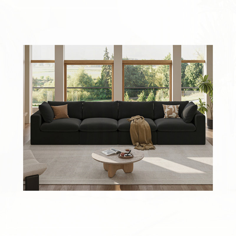 Canapé modulaire modulaire pour canapé, surdimensionné de 135 pouces LoveSapé, canapé en L 4 places, revêtu de velours côtelé avec 2 coussins