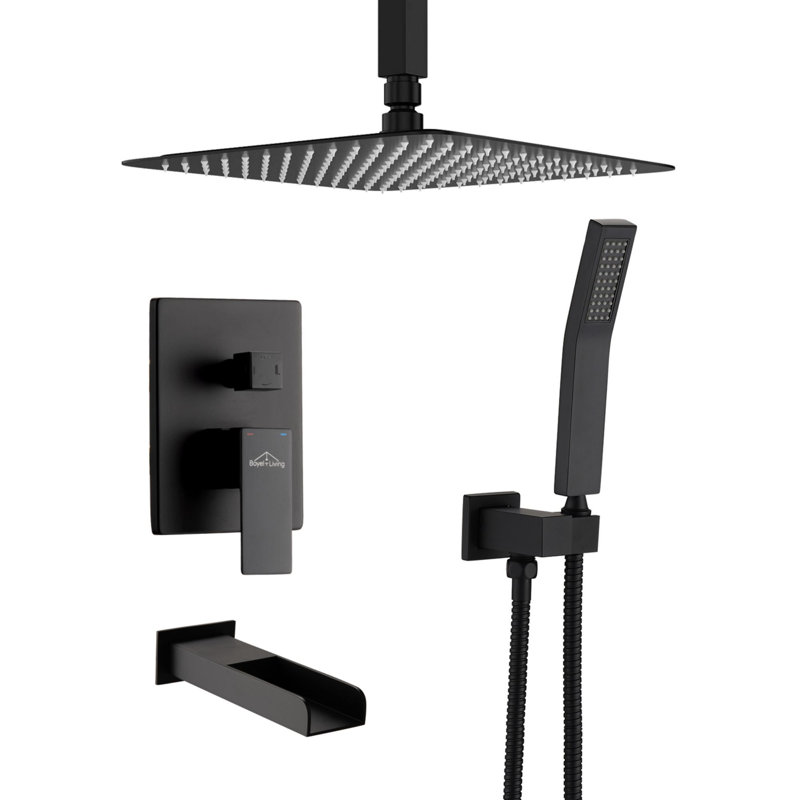 Matte Black 17" Multi-Head Rain Shower System
