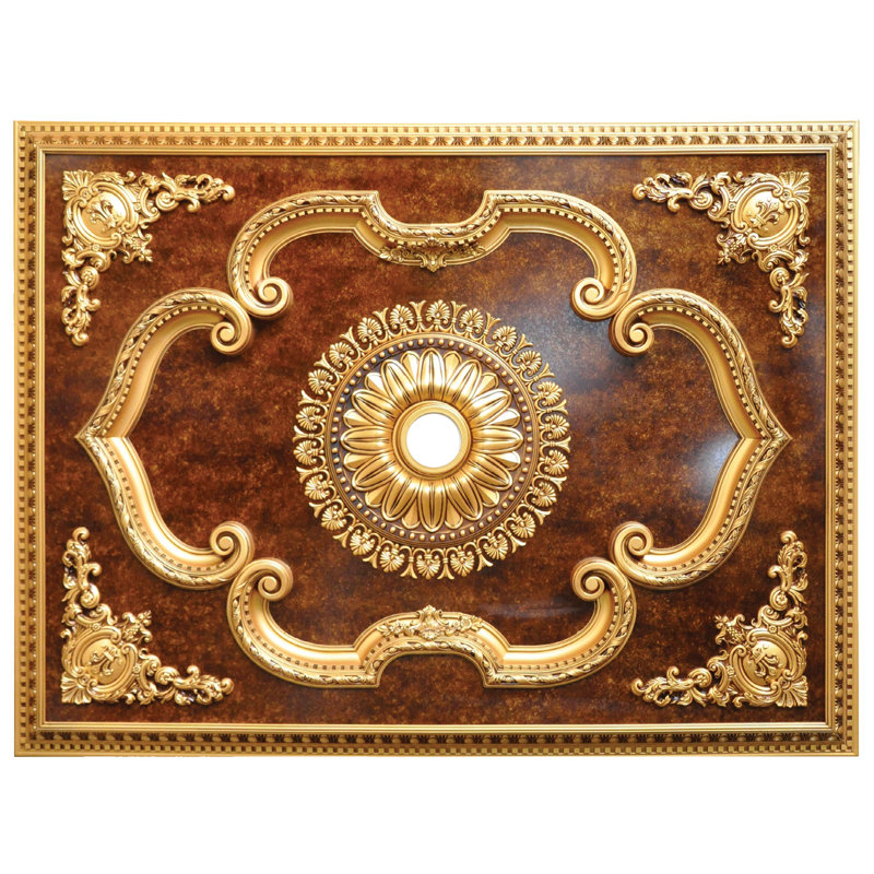 Rectangular Brown Marble Center Ceiling Medallion