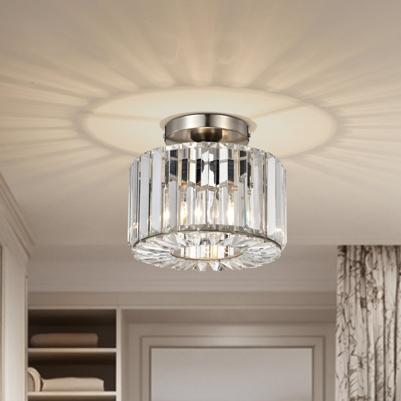 Lilyanka Crystal Semi Flush Mount, Satin Nickel