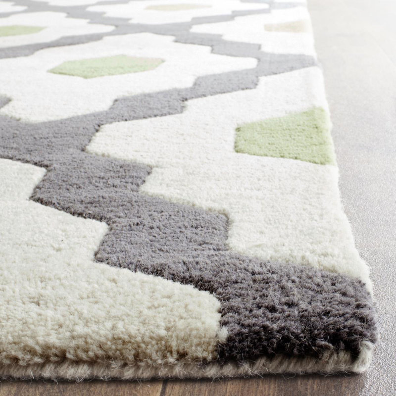 Geometric Wool Hand Woven Area Rug, Square 152cm