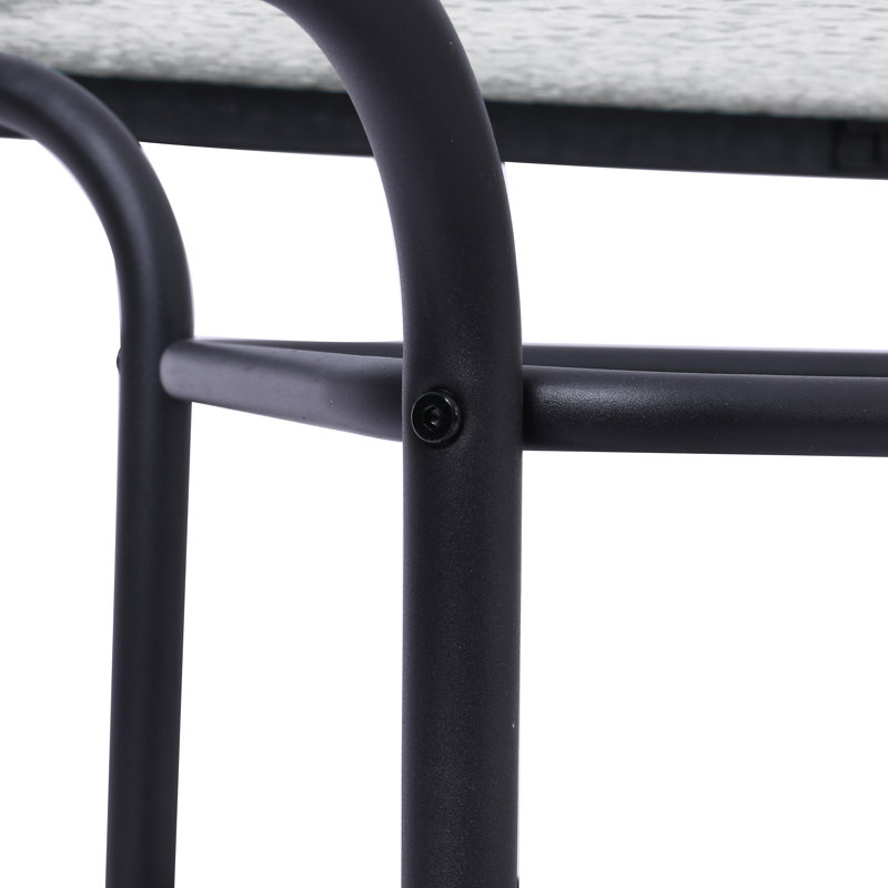 Table de patio de qualité commerciale avec plateau en verre trempé avec trou pour parasol et structure en tube d'acier, Noir