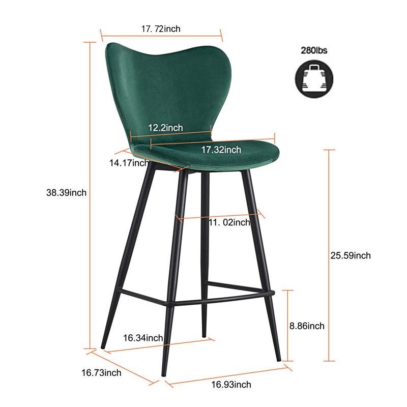 Tabouret de comptoir 25,59 po Lucienna, Vert foncé