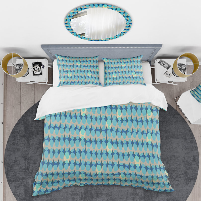 Ensemble de housse de couette Mid-Century - Retro Abstract XV, Housse de couette très grand + 2 taies décoratives