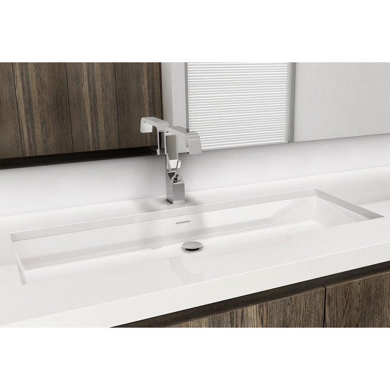 Cube 36'' L Bathroom Sink, White Glossy