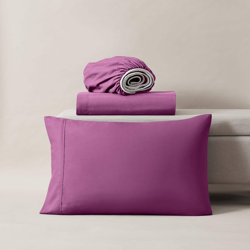 Hotel Collection Soft Breathable Bed Sheet Set with Deep Pocket Fitted Sheet, Twin XL, Magenta