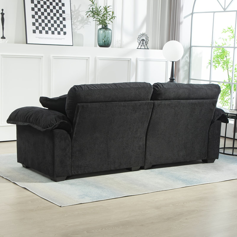 Canapé 80 po à assise profonde et nuage, canapé-lit moderne en chenille 2 places, canapé moelleux avec 2 accoudoirs et 2 coussins décoratifs