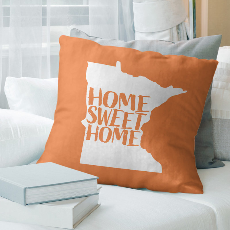 Coussin de minnesota, H 26 po x l 26 po, Minnesota, Orange