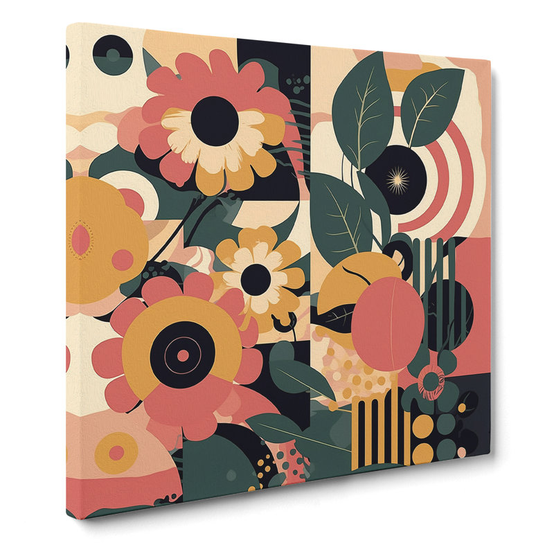 Floral Bauhaus No.1 - Wrapped Canvas